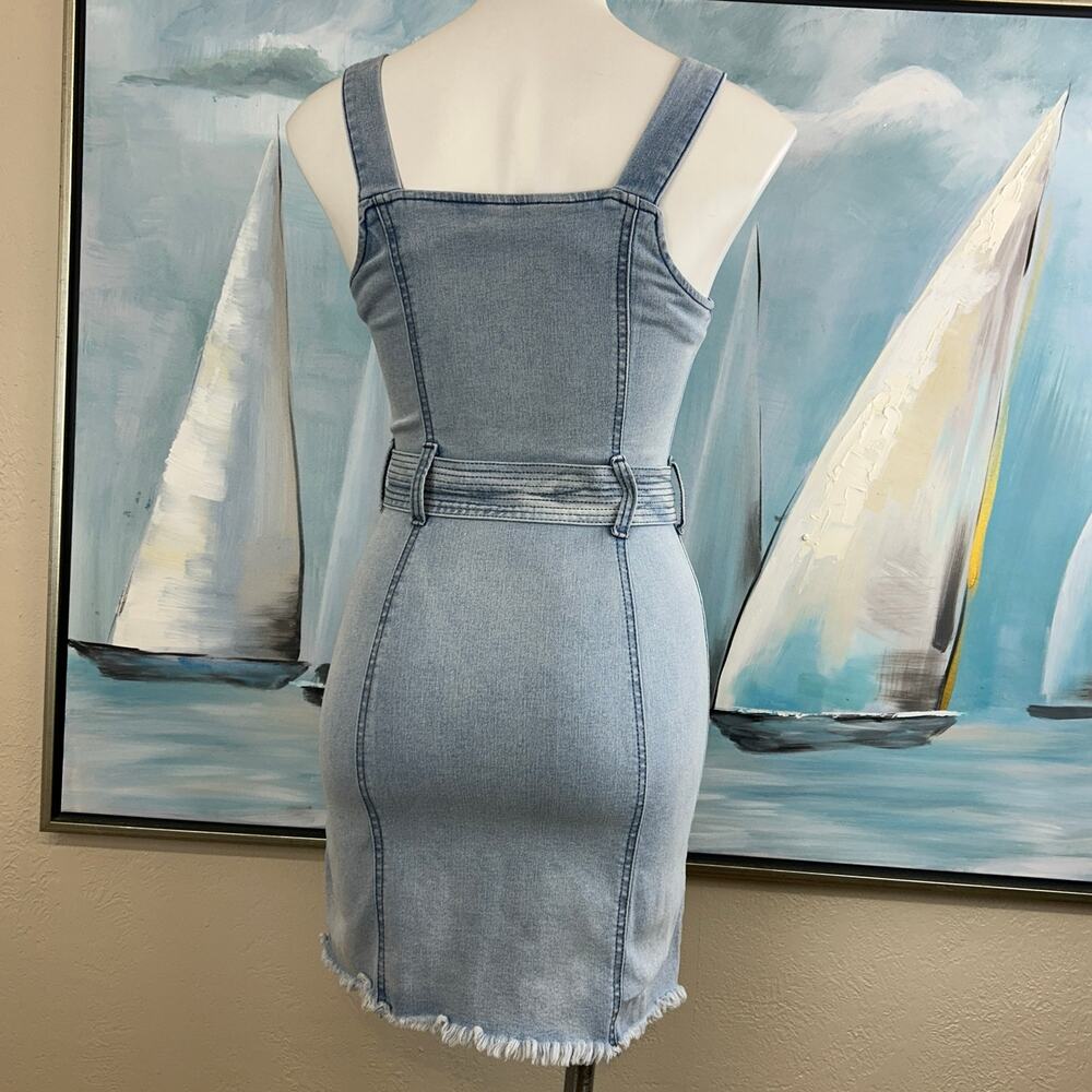 Peace Love Evo by Rewash Light Blue Denim Mini Dress Size Junior Small - Picture 5 of 8
